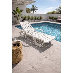 20 Tumbonas malaga, 5 posiciones, apilable, polipropileno blanco - 20 unidades