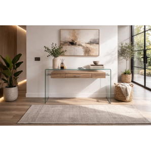 Consola marilyn, madera, cristal, 120x40 cms