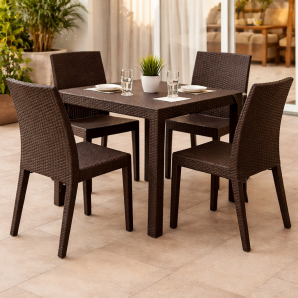 4 Sillas glady, apilable, polipropileno marrón chocolate - 4 unidades