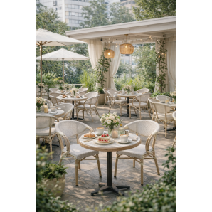 4 Sillones nerja, apilable, aluminio, teslin blanco, plata y gris - 4 unidades