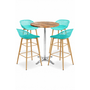 4 Taburetes strauss, metal, polipropileno verde pastel - 4 unidades