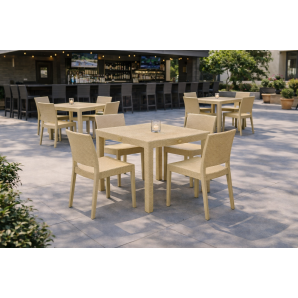 4 Sillas lido, apilable, polipropileno capuccino - 4 unidades