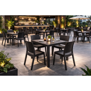 4 Sillas lido, apilable, polipropileno marrón chocolate - 4 unidades