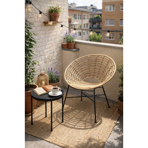 2 Sillones cidora, metal, ratán beige - 2 unidades