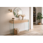 Consola giovanna, 2 cajones, madera, cristal templado, 110 x 40 cms