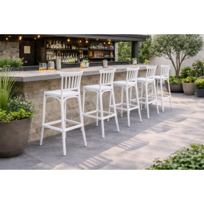 4 Taburetes milos, tratamiento anti uv, polipropileno blanco - 4 unidades