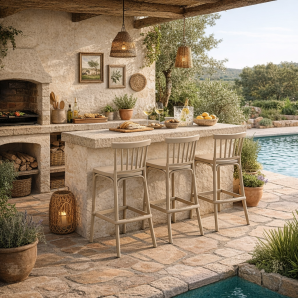 4 Taburetes milos, tratamiento anti uv, polipropileno tórtora - 4 unidades