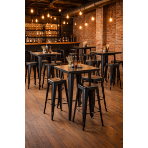 5 Taburetes tol ek limited, acero, negro - 5 unidades