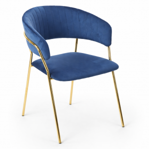 4 Sillones kefrén new, metal dorado, tapizado velvet azul - 4 unidades