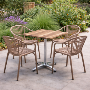 4 Sillones amalfi, apilable, polipropileno marrón light - 4 unidades