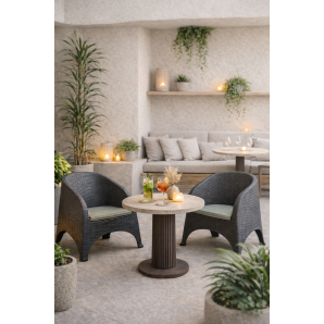 4 Sillones surf, apilable, polipropileno antracita, cojín gris - 4 unidades