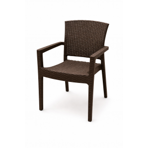 4 Sillones larry, apilable, polipropileno marrón chocolate - 4 unidades