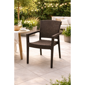 4 Sillones larry, apilable, polipropileno marrón chocolate - 4 unidades