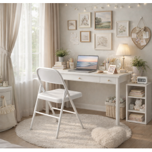 6 Sillas toscana, plegable, metal, blanca - 6 unidades