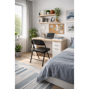 6 Sillas toscana, plegable, metal, negra - 6 unidades