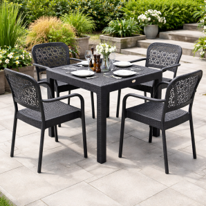 4 Sillones latoja, apilable, polipropileno antracita - 4 unidades