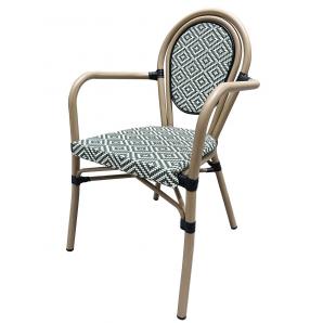 4 Sillones taramay, apilable, aluminio, mesh crema y verde - 4 unidades