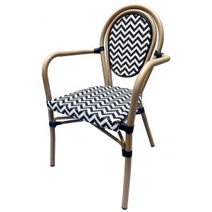 4 Sillones taramay, apilable, aluminio, mesh blanco y negro - 4 unidades