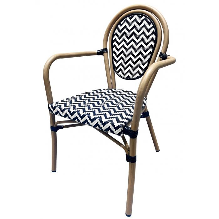 4 Sillones taramay, apilable, aluminio, mesh blanco y negro - 4 unidades