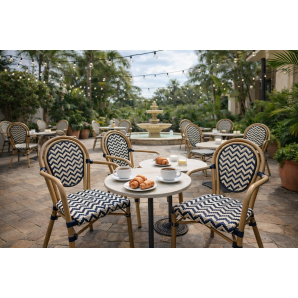 4 Sillones taramay, apilable, aluminio, mesh blanco y negro - 4 unidades