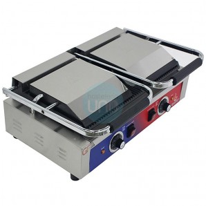 Plancha Grill Eléctrica Doble, Placas Ranuradas con Tapas, GSFrit