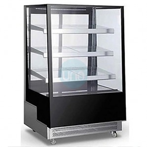 Vitrina Refrigerada Negra, 3 Estantes, 1,4 Metros Ancho, Fondo 90 cm, Cristal Recto, Due Effe