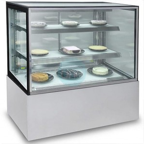 Vitrina Refrigerada Cuadrada INOX, 2 Estantes, 1,2 Metros Ancho, Alta 1,2 Metros, Fondo 70 cm, Cristal Recto, Due Effe