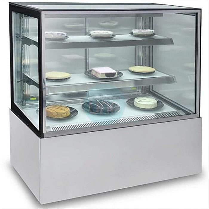 Vitrina Refrigerada Cuadrada INOX, 2 Estantes, 1,2 Metros Ancho, Alta 1,2 Metros, Fondo 70 cm, Cristal Recto, Due Effe