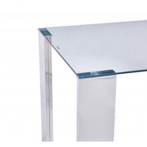 Mesa betsy, acero inoxidable, cristal templado, 160x90 cms