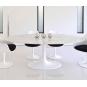 Mesa tul, oval, fibra de vidrio, mármol blanco 180x108 cms