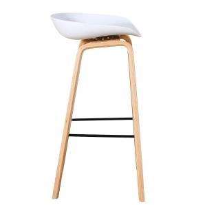 4 Taburetes awak (to), madera curvada, asiento polipropileno blanco - 4 unidades