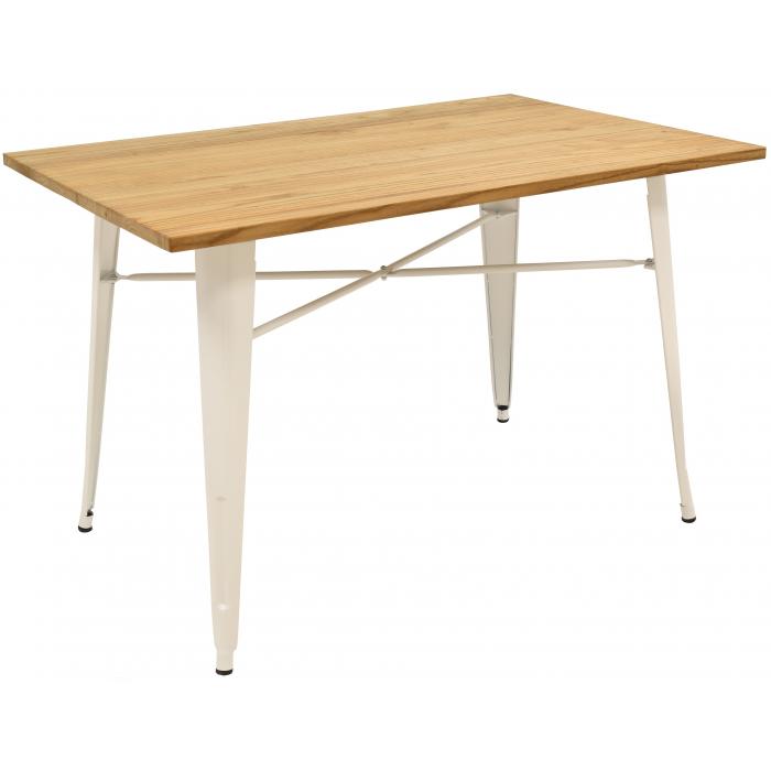 Mesa tol, acero, blanca, madera, 120x80 cms