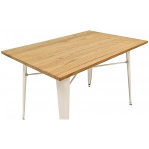 Mesa tol, acero, blanca, madera, 120x80 cms