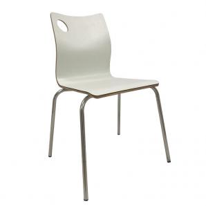 5 Sillas amelie, apilable, acero inoxidable, asiento laminado hpl, blanco roto - 5 unidades