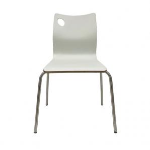 5 Sillas amelie, apilable, acero inoxidable, asiento laminado hpl, blanco roto - 5 unidades
