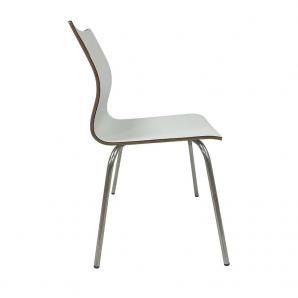 5 Sillas amelie, apilable, acero inoxidable, asiento laminado hpl, blanco roto - 5 unidades