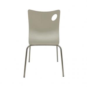5 Sillas amelie, apilable, acero inoxidable, asiento laminado hpl, blanco roto - 5 unidades
