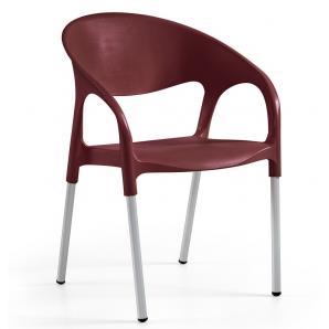 4 Sillones moon, aluminio, polipropileno burdeos* - 4 unidades