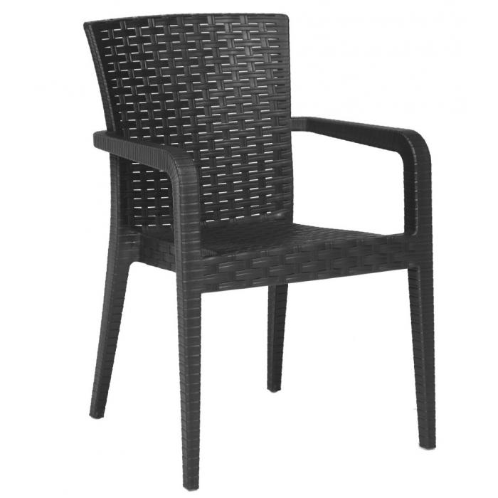 4 Sillones jazmin, apilable, polipropileno antracita - 4 unidades