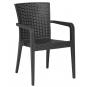 4 Sillones jazmin, apilable, polipropileno antracita - 4 unidades