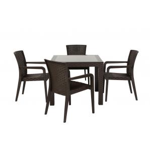 4 Sillones jazmin, apilable, polipropileno antracita - 4 unidades