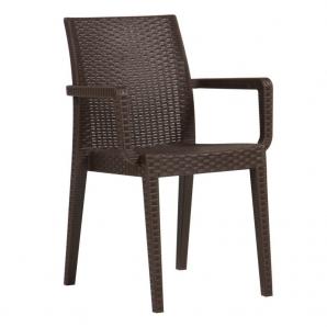 4 Sillones glady, apilable, polipropileno marrón chocolate - 4 unidades