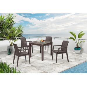 4 Sillones glady, apilable, polipropileno marrón chocolate - 4 unidades
