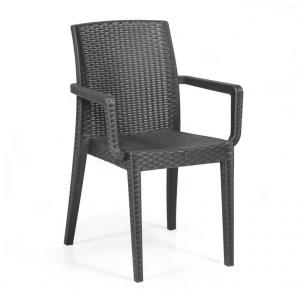 4 Sillones glady, apilable, polipropileno antracita - 4 unidades