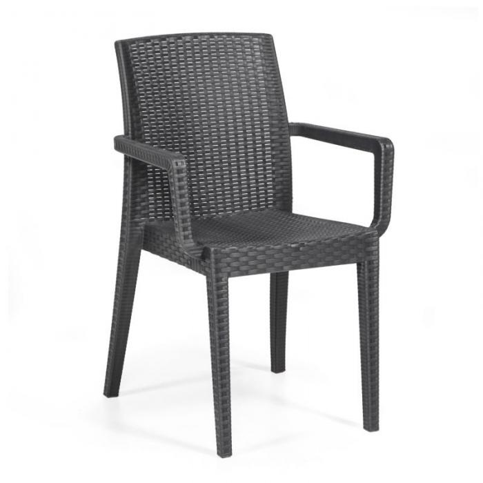 4 Sillones glady, apilable, polipropileno antracita - 4 unidades