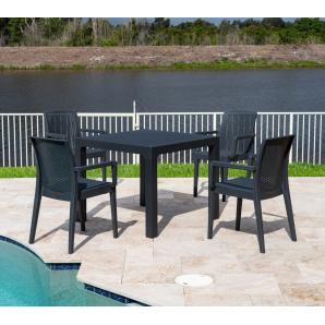 4 Sillones glady, apilable, polipropileno antracita - 4 unidades