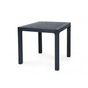 Mesa tropical, ratán, polipropileno antracita, 80 x 80 cms
