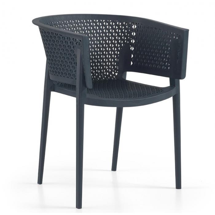 20 Sillones bill, apilable, polipropileno antracita - 20 unidades