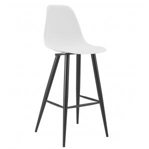 2 Taburetes cluny, metal epoxi negro, polipropileno blanco - 2 unidades