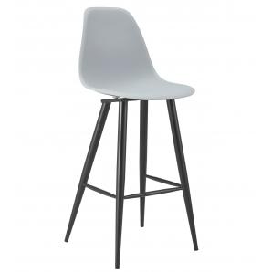 2 Taburetes cluny, metal epoxi negro, polipropileno gris - 2 unidades